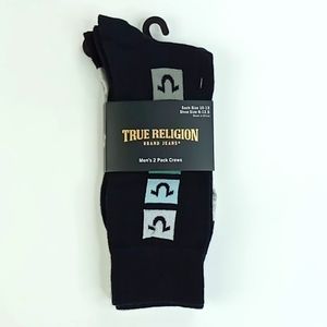 True Religion Men's 2 Pack Crew Socks Sock Size 10-13 Shoe Size 8 -12.5
